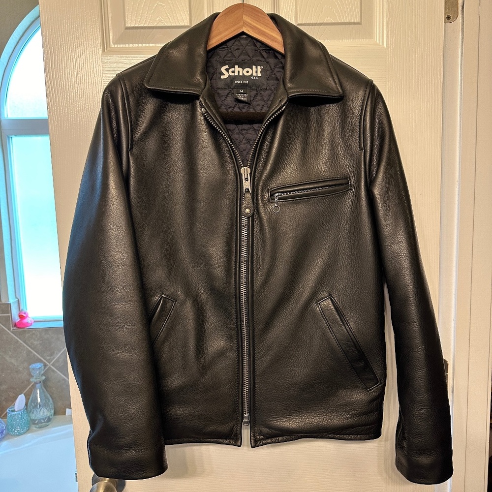 Schott NYC natural pebbled cowhide jacket 552 US Mens Medium black